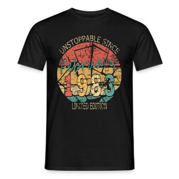 1983 vintage vintage anniversaire dire idée - T-shirt homme - noir - Devant - AI Model Male 178 light (178cm)