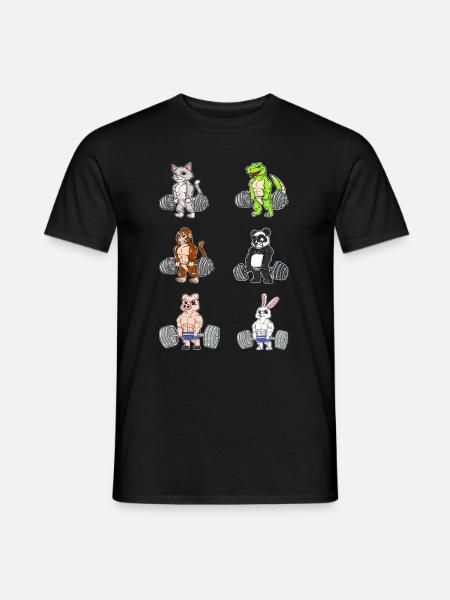 Fitnesstraining Pumpen Tiere beim Kreuzheben - Männer T-Shirt - Schwarz