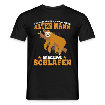Faultier Alter Mann beim schlafen faul Faulenzer - Männer T-Shirt - Schwarz - Vorne - AI Model Male 178 light (178cm)
