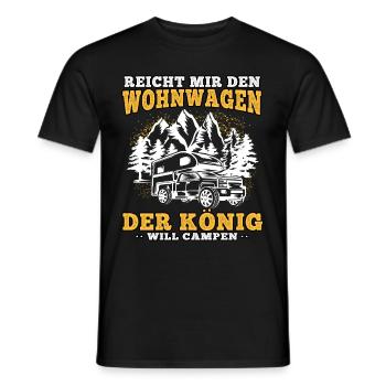 camping König will campen Wohnwagen Urlaub - Männer T-Shirt - Schwarz - Vorne - AI Model Male 178 light (178cm)