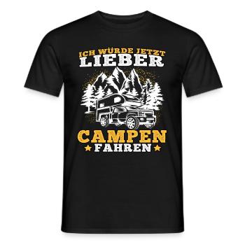 camping würde lieber campen Wohnwagen Urlaub - Männer T-Shirt - Schwarz - Vorne - AI Model Male 178 light (178cm)