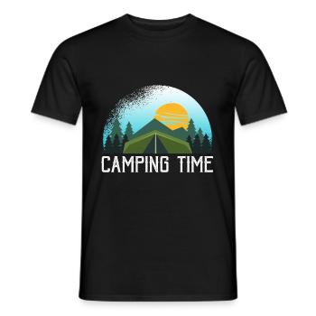 Campingurlaub Sprüche Shirt Camper Berge - Männer T-Shirt - Schwarz - Vorne - AI Model Male 178 light (178cm)