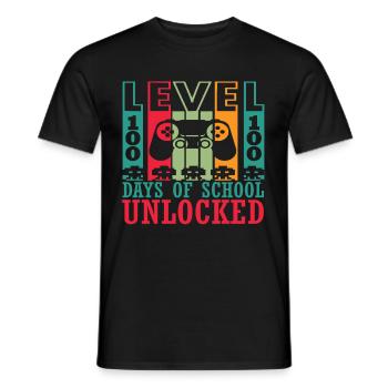 Level 100 Days Of School Unlocked Controller Gamer - Männer T-Shirt - Schwarz - Vorne - AI Model Male 178 light (178cm)