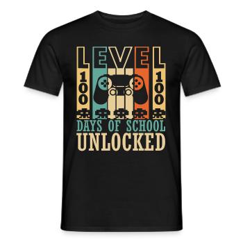 Level 100 Days of school unlocked Gamer - Men's T-Shirt - black - Front - AI Model Male 178 light (178cm)