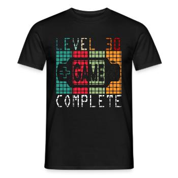 Level 30 Complete – Videogamer zum 30. - Men's T-Shirt - black - Front - AI Model Male 178 light (178cm)
