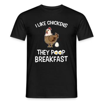Funny chicken fart breakfast farmer chicken - Men's T-Shirt - black - Front - AI Model Male 178 light (178cm)