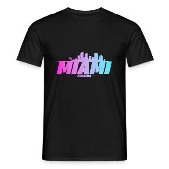 Miami Retro Florida Palms Skyline Beach - T-shirt homme - noir - Devant - AI Model Male 178 light (178cm)