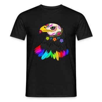 Day of the dead colored eagle mexican - Men's T-Shirt - black - Front - AI Model Male 178 light (178cm)
