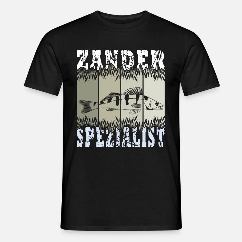 Zander Crew - Angeln, Angler Geschenk - Männer T-Shirt - Schwarz