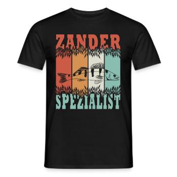 Zander Spezialist - Angeln, Angler Geschenk - Männer T-Shirt - Schwarz - Vorne - AI Model Male 178 light (178cm)