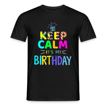Fille Keep Calm c’est mon anniversaire fille anniversaires - T-shirt homme - noir - Devant - AI Model Male 178 light (178cm)