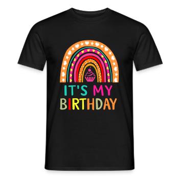 Fille c’est mon anniversaire Fille Arc-en-ciel Anniversaire - T-shirt homme - noir - Devant - AI Model Male 178 light (178cm)