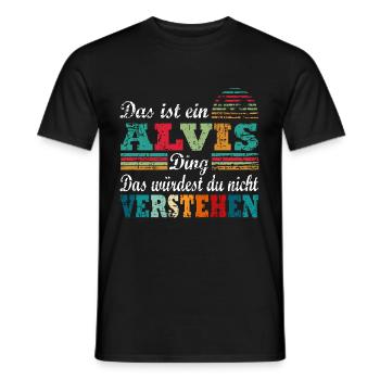 Name Alvis - Männer T-Shirt - Schwarz - Vorne - AI Model Male 178 light (178cm)