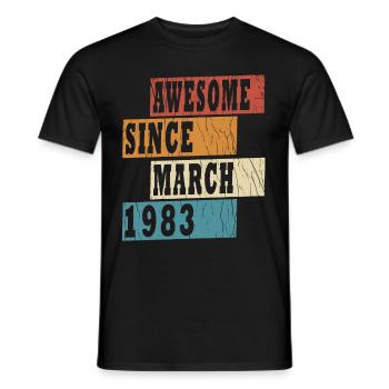 40e anniversaire Légendaire Mars 1983 Année 83 - T-shirt homme - noir - Devant - AI Model Male 178 light (178cm)