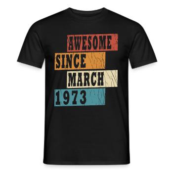 50e anniversaire homme Mars Né 1973 Classique - T-shirt homme - noir - Devant - AI Model Male 178 light (178cm)