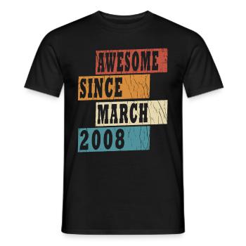March 2008, 15 years birthday children - Men's T-Shirt - black - Front - AI Model Male 178 light (178cm)
