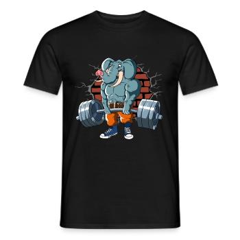 Pompes d’entraînement physique Elephant Deadlift Fitness - T-shirt homme - noir - Devant - AI Model Male 178 light (178cm)