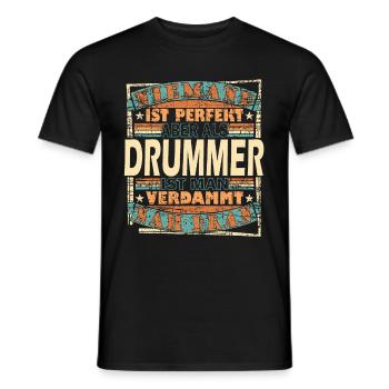 Drums Retro Schlagzeug Musiker Rock neu Geschenk - Männer T-Shirt - Schwarz - Vorne - AI Model Male 178 light (178cm)