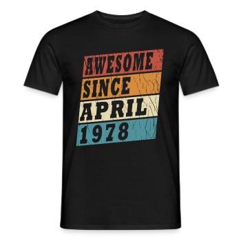 April 1978 né - 45 ans - T-shirt homme - noir - Devant - AI Model Male 178 light (178cm)