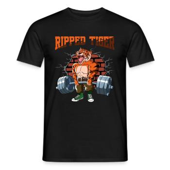 Fitnesstraining Pumpen Tiger Kreuzheben Fitness - Männer T-Shirt - Schwarz - Vorne - AI Model Male 178 light (178cm)
