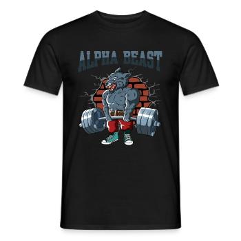 Fitnesstraining Pumpen Wolf beim Kreuzheben - Männer T-Shirt - Schwarz - Vorne - AI Model Male 178 light (178cm)