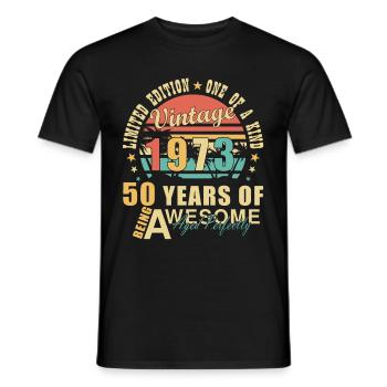50. Geburtstag Jahrgang 1973. 50 Jahre - Männer T-Shirt - Schwarz - Vorne - AI Model Male 178 light (178cm)