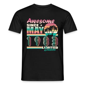 May 1983 Vintage vintage birthday retro - Men's T-Shirt - black - Front - AI Model Male 178 light (178cm)