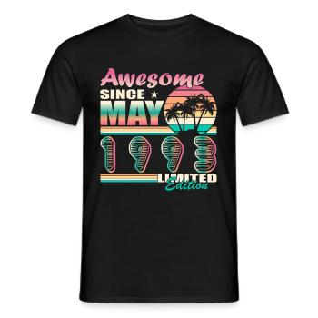 Year of birth 1993 May - Men's T-Shirt - black - Front - AI Model Male 178 light (178cm)
