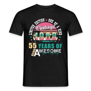 55ème anniversaire Avril Millésime 1968 Millésime - T-shirt homme - noir - Devant - AI Model Male 178 light (178cm)