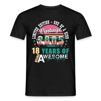 2005 Birthday Retro Vintage born in 2005 - Men's T-Shirt - black - Front - AI Model Male 178 light (178cm)