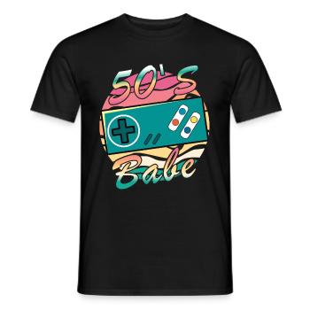 Gamer Girl Babe Retro 50iger Jahre 50s 1950 - Männer T-Shirt - Schwarz - Vorne - AI Model Male 178 light (178cm)