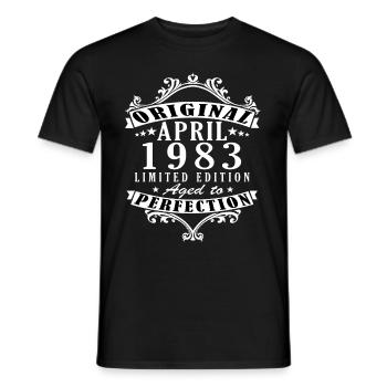 1983 avril 1983 Anniversaire avril 1983 avril - T-shirt homme - noir - Devant - AI Model Male 178 light (178cm)