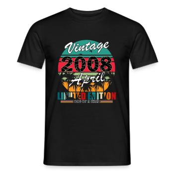 2008 April 2008 Anniversary April 2008 April - Men's T-Shirt - black - Front - AI Model Male 178 light (178cm)