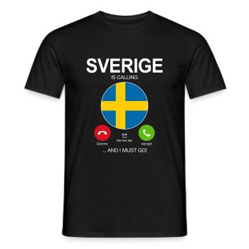 SVERIGE APPELLE AU DRAPEAU SUÉDOIS LE SLOGAN SUÉDOIS - T-shirt homme - noir - Devant - AI Model Male 178 light (178cm)