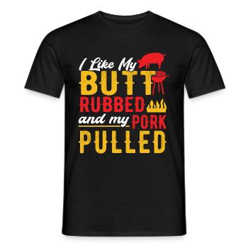 I like my Pork pulled grillmeister bbq - Men's T-Shirt - black - Front - AI Model Male 178 light (178cm)