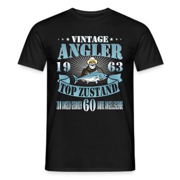 Angler 60 Geburtstag Angeln Spruch 1963 - Männer T-Shirt - Schwarz - Vorne - AI Model Male 178 light (178cm)