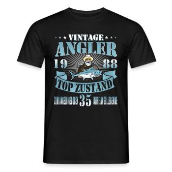 35 Jahre Geschenk 35 Geburtstag Angler Angeln 1988 - Männer T-Shirt - Schwarz - Vorne - AI Model Male 178 light (178cm)