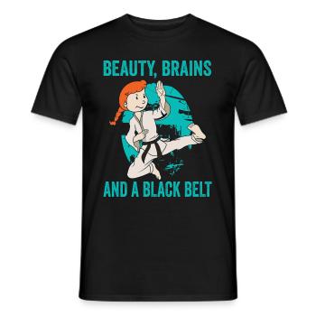 Continuez à faire de l’exercice jusqu’à ce que la ceinture devienne noire - T-shirt homme - noir - Devant - AI Model Male 178 light (178cm)