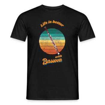 Life is better with Bassoon - Men's T-Shirt - black - Front - AI Model Male 178 light (178cm)