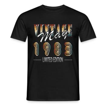 Date de naissance : Mai 1983 - Edition Limitée Rétro - T-shirt homme - noir - Devant - AI Model Male 178 light (178cm)