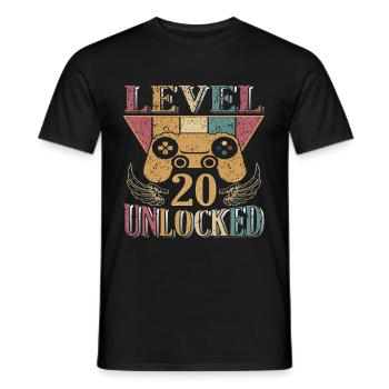 20e anniversaire Homme Femme Niveau 20 ans Deco Party - T-shirt homme - noir - Devant - AI Model Male 178 light (178cm)