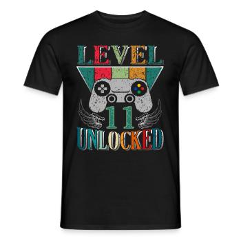 NIVEAU 11 CADEAU D’ANNIVERSAIRE DE JOUEUR DE JEU DÉBLOQUÉ - T-shirt homme - noir - Devant - AI Model Male 178 light (178cm)