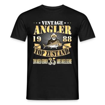 35. Geburtstag Angler Angeln Vintage 1988 - Männer T-Shirt - Schwarz - Vorne - AI Model Male 178 light (178cm)