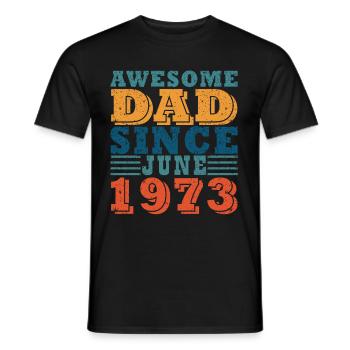1973 Chemise de 50e anniversaire de style rétro - T-shirt homme - noir - Devant - AI Model Male 178 light (178cm)
