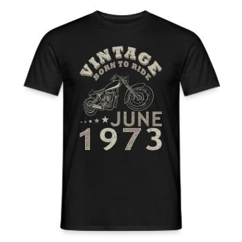 Moto motard Juin 1973 50 ans de dicton - T-shirt homme - noir - Devant - AI Model Male 178 light (178cm)