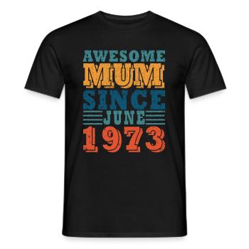 Maman Juin 1973 Millésime - T-shirt homme - noir - Devant - AI Model Male 178 light (178cm)