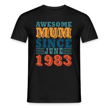 Maman Juin 1983 Millésime - T-shirt homme - noir - Devant - AI Model Male 178 light (178cm)