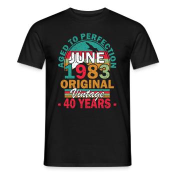 June 1983 Year June 1983 Anniversary - Men's T-Shirt - black - Front - AI Model Male 178 light (178cm)