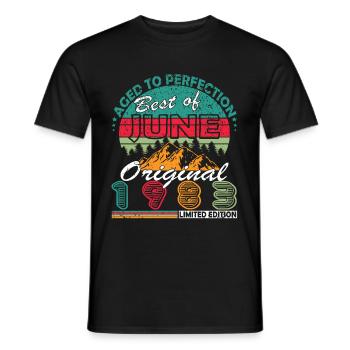 Date de naissance : Juin 1983 - Edition Limitée Rétro - T-shirt homme - noir - Devant - AI Model Male 178 light (178cm)