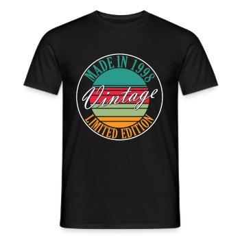 Millésime 1998 Année de naissance 1998 Anniversaire Hommes - T-shirt homme - noir - Devant - AI Model Male 178 light (178cm)